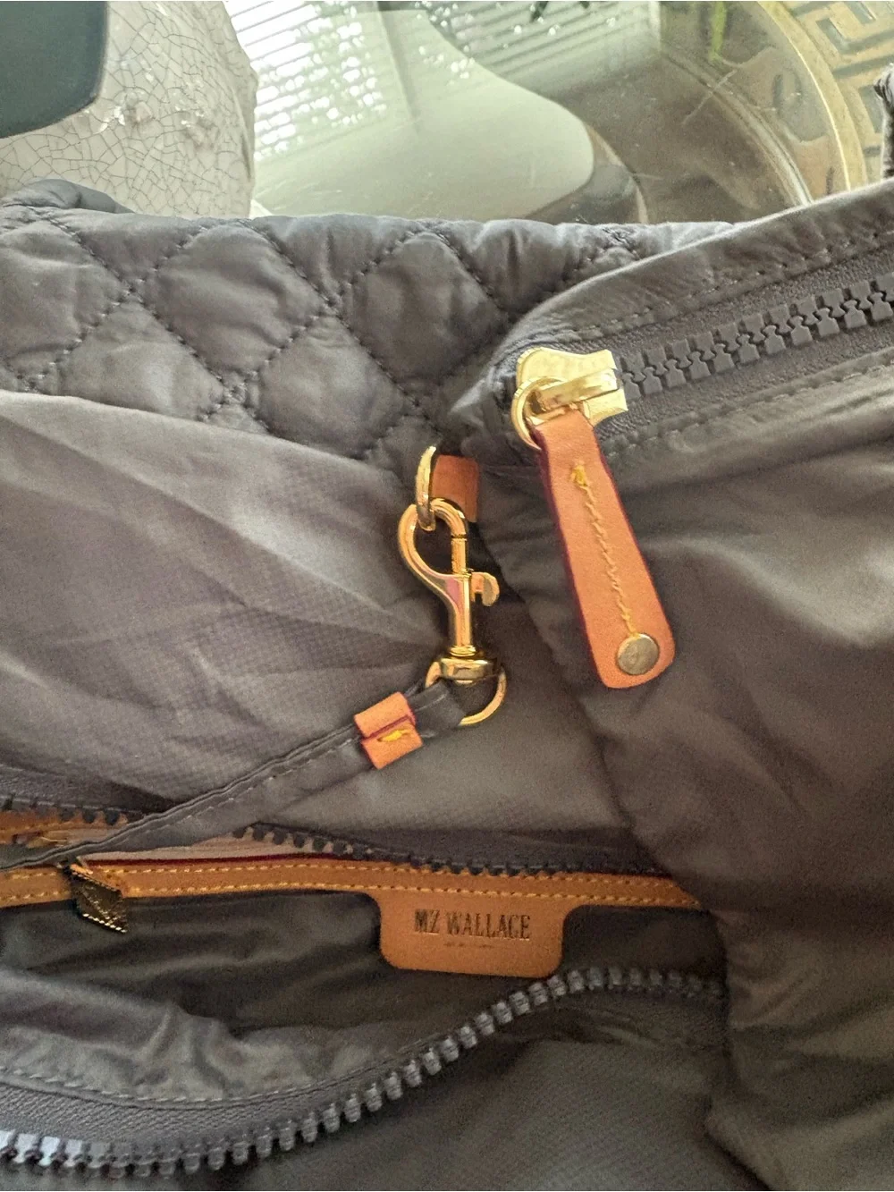 🩶🩶MZ WALLACE METRO QUILTED CHARCOAL GREY NYLON TOTE!🩶🩶